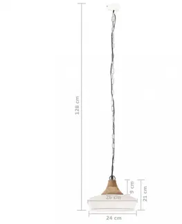 Osvetlenie Závesná lampa biela / mangovníkové drevo Dekorhome 35 cm