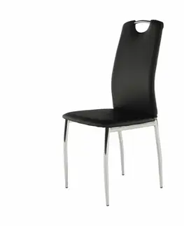 Stoličky Jedálenská stolička, ekokoža čierna/chróm, ERVINA