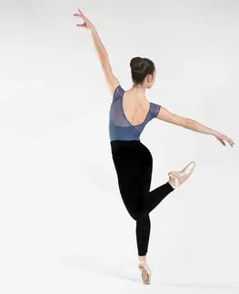 balet Dievčenský baletný trikot s krátkym rukávom modrý