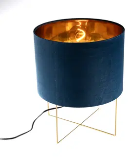 Stolove lampy Moderná stolná lampa modrá so zlatou - Rosalina