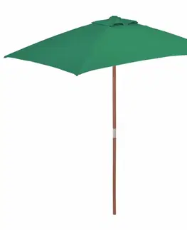 Slnečníky Záhradný slnečník s drevenou tyčou 150 x 200 cm Zelená