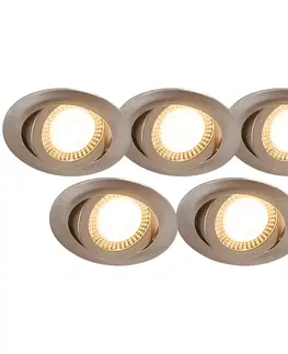 Zapustene svietidla Sada 5 ks moderných oceľových zapustených bodových svietidiel vrátane LED 3-stupňovo stmievateľných - Mio