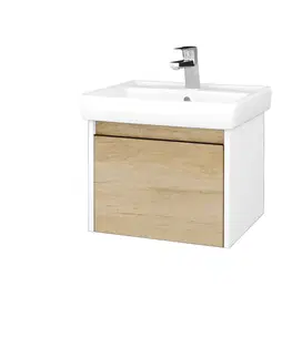 Kúpeľňový nábytok Dreja - Kúpeľňová skrinka BONO SZZ 55 (umývadlo Q) - N01 Biela lesk / Úchytka T33 / D15 Nebraska 203122J