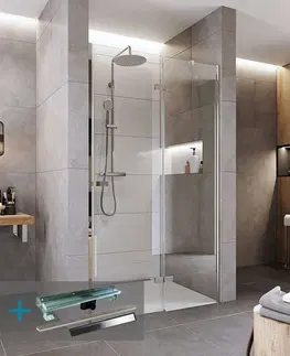 Sprchovacie kúty MEREO - Sprchové dvere, Novea, 80x200 cm, chróm ALU, sklo Číre, pravé prevedenie, nerezový žlab k stene CK10111ZPZ