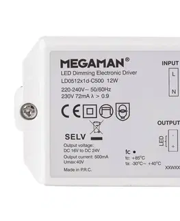 Napájacie zdroje s konštantným prúdom Megaman LED budič pre Rico HR, stmievateľný U-DIM 12 W