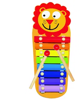 Detské hudobné hračky a nástroje Bino Kovový xylofón Lvíček, 33 x 14 x 3 cm