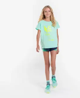 nohavice Dievčenské bežecké tričko Dry+ priedušné pastelovo zelené