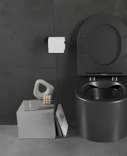 Záchody MEXEN - Sofia Závesná WC misa bez sedátka, čierna matná 3354XX85
