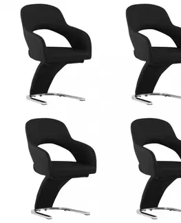 Jedálenské stoličky a kreslá Jedálenská stolička 4 ks umelá koža / chróm Dekorhome Čierna