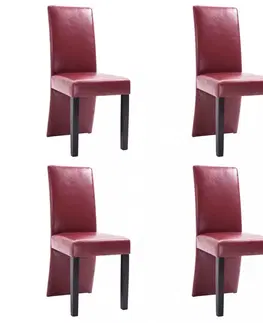 Jedálenské stoličky a kreslá Jedálenská stolička 4 ks umelá koža / drevo Dekorhome Tmavohnedá