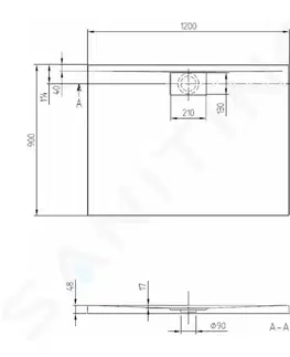 Vane VILLEROY & BOCH - Architectura MetalRim Sprchová vanička, 900x1200 mm, alpská biela UDA1290ARA248V-01
