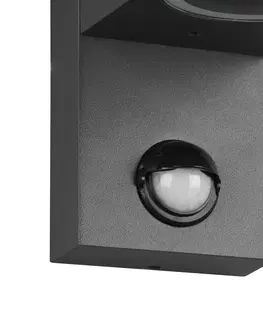 Vonkajšie nástenné svietidlá so senzorom Trio Lighting Svietidlo Roya 2-pl. snímač hranaté antracitová