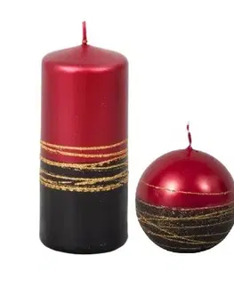 Dekoratívne sviečky Vianočná sviečka Lumina Gold valec, červená