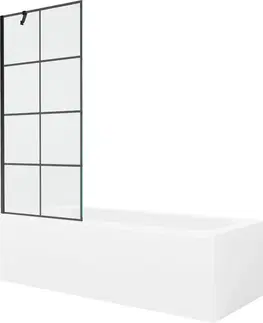 Sprchové dvere MEXEN/S - Vega obdĺžniková vaňa 150 x 70 cm s panelom + vaňová zástena 80 cm, čierna vzor 550115070X9508007077