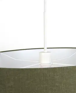 Zavesne lampy Závesná lampa biela so zeleným tienidlom 50 cm - Combi 1