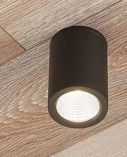 Vonkajšie stropné svietidlá Lucande LED Downlight Embla hliník IP54 tmavosivé