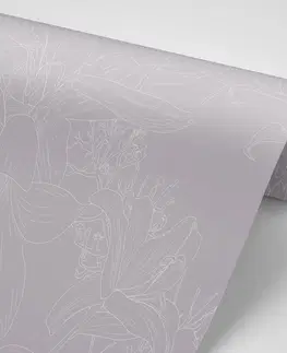 Samolepiace tapety Samolepiaca tapeta kreslená ľalia v šedom prevedení
