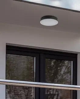 Vonkajšie stropné svietidlá Lindby Vonkajšie stropné LED svietidlo Lahja tmavosivé