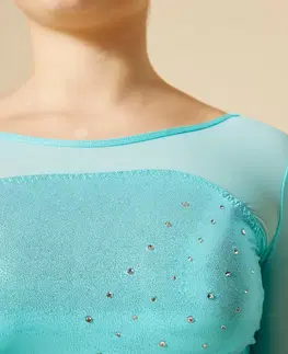 dresy Dievčenský dres na gymnastiku 900 tyrkysový