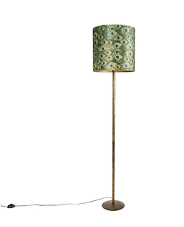 Stojace lampy Vintage stojaca lampa zlatá s pávím odtieňom 40 cm - Simplo