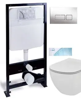 Kúpeľňa PRIM - předstěnový instalační systém s chromovým tlačítkem 20/0041 + WC Ideal Standard Tesi so sedadlom SoftClose, AquaBlade PRIM_20/0026 41 TE1