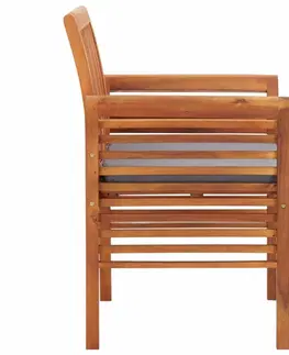 Záhradné kreslá a stoličky Záhradná jedálenská stolička 2 ks akáciové drevo Dekorhome Krémová