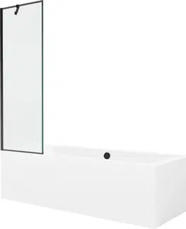 Sprchové dvere MEXEN/S - Cube obdĺžniková vaňa 180 x 80 cm s panelom + vaňová zástena 60 cm, čierna vzor 550518080X9506007070