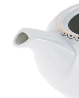 Čajníky TEMPO-KONDELA DOTS AFTERNOON TEA, kanvička so šálkou, porcelán