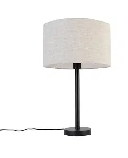 Stolove lampy Moderná stolná lampa čierna s tienidlom svetlošedá 35 cm - Simplo