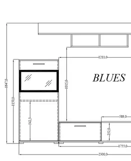 Obývacie steny Jednoduchá obývacia stena BLUE betón/biela