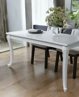 Jedálenské stoly Jedálenský stôl vysoký lesk biely Dekorhome