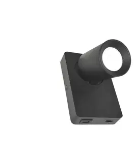 Svietidlá  Nástenné bodové svietidlo TAFT 1xGU10/30W/230V USB čierna 