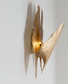 Nástenné svietidlá Holländer Nástenné svietidlo Gingko, zlatá farba, šírka 38 cm, železo