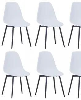 Jedálenské stoličky a kreslá Jedálenská stolička 6 ks plast / kov Dekorhome Biela