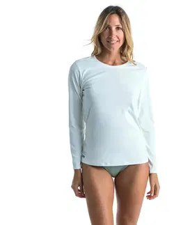 surf Dámske tričko proti UV Malou dlhý rukáv na surfovanie sivobéžové (bez farbenia)