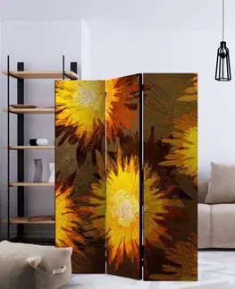 Paravány Paraván Sunflower dance Dekorhome 225x172 cm (5-dielny)