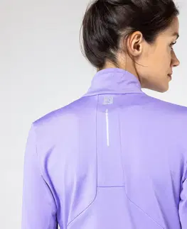 mikiny Dámske hrejivé bežecké tričko s dlhým rukávom Zip warm fialové