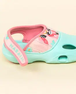 obuv Detské plavecké sandále 500 mentolovo zelené