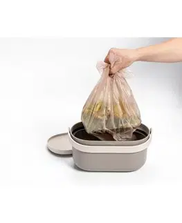 Odpadkové koše Plastia Nádoba na bioodpad s rámčekom a sáčkami, taupe, 3,1 l