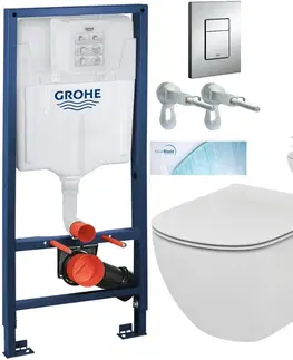 Záchody Rapid SL pre závesné WC 38528SET s chrómovou doskou + WC Ideal Standard Tesi so sedadlom SoftClose, AquaBlade 38772001 TE1