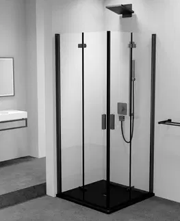 Sprchové dvere POLYSAN - ZOOM BLACK štvorcová sprchová zástena 700x700, rohový vstup ZL4715BL-02