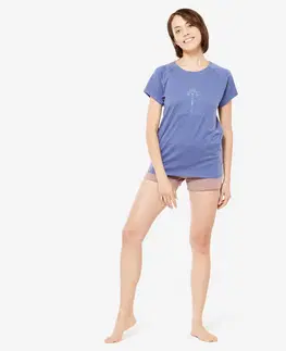 fitnes Dámske tričko na jogu z biobavlny modré