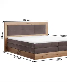 Postele Boxspringová posteľ 160x200, hnedá, RENIZE NEW