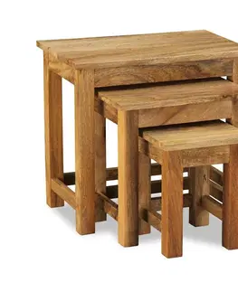 Záhradné stoličky a kreslá Odkladacie stolíky Hina 3 ks z mangového dreva