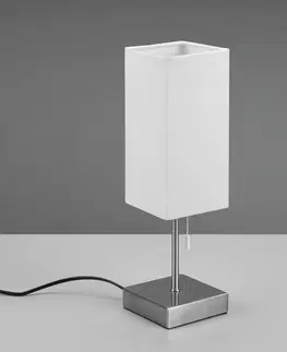 Stolové lampy Reality Leuchten Stolová lampa Ole s pripojením USB, biela/nikel