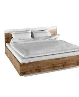 Postele Manželská posteľ, 180x200, dub wotan/biela, GABRIELA