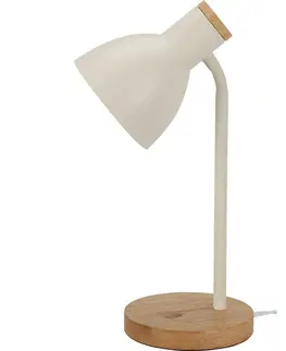 Stolové lampy Kovová stolná lampa s dreveným podstavcom Solano biela, 14 x 36 cm