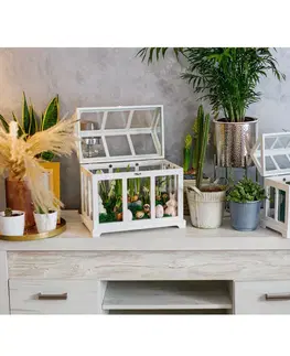 Kvetináče a truhlíky Mini skleníky, set 2 ks, biela, MAURI