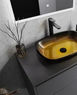 Kúpeľňa MEXEN - Araks sklenené umývadlo 54x39 cm, zlatá tmavá 24155451