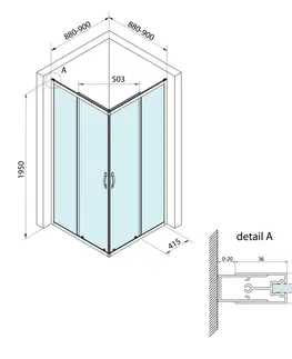 Sprchové dvere Bruckner - BORG štvorcová sprchová zástena 900x900x1950  751.190.1